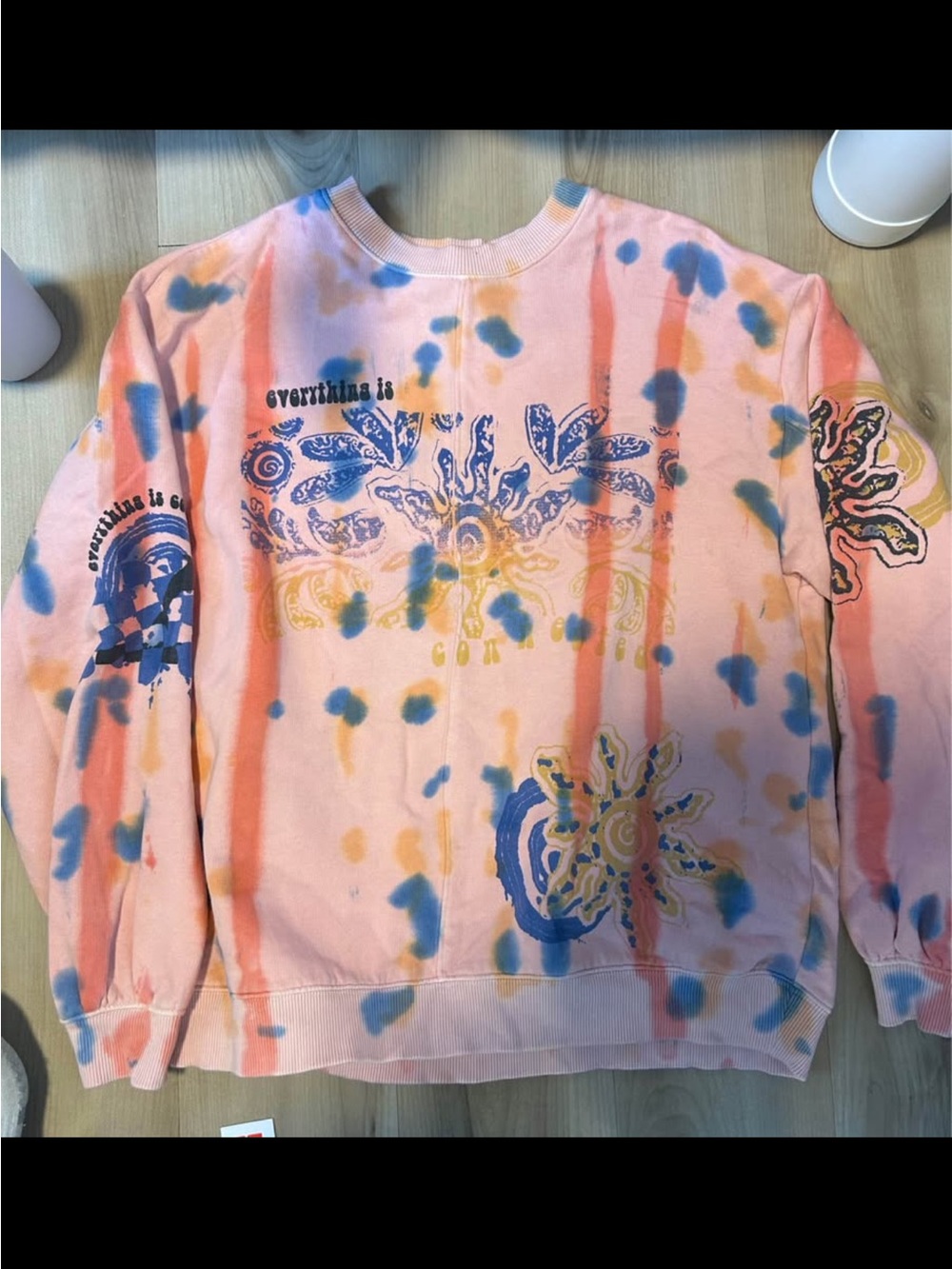 Urban Outfitters Pink Tie-Dye Floral Graphic Crewneck Sweatshirt
